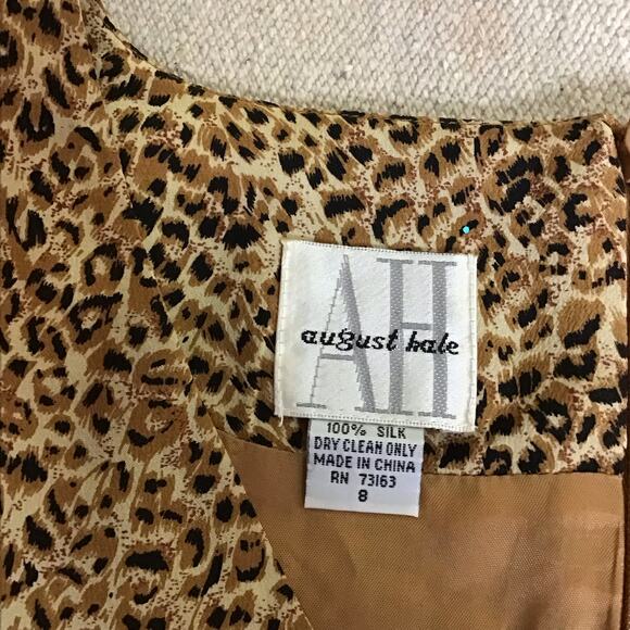 Vintage August Hale Women Leopard Print Dress 100% Silk Sheath Dress  Sz.8 EUC - Picture 6 of 7